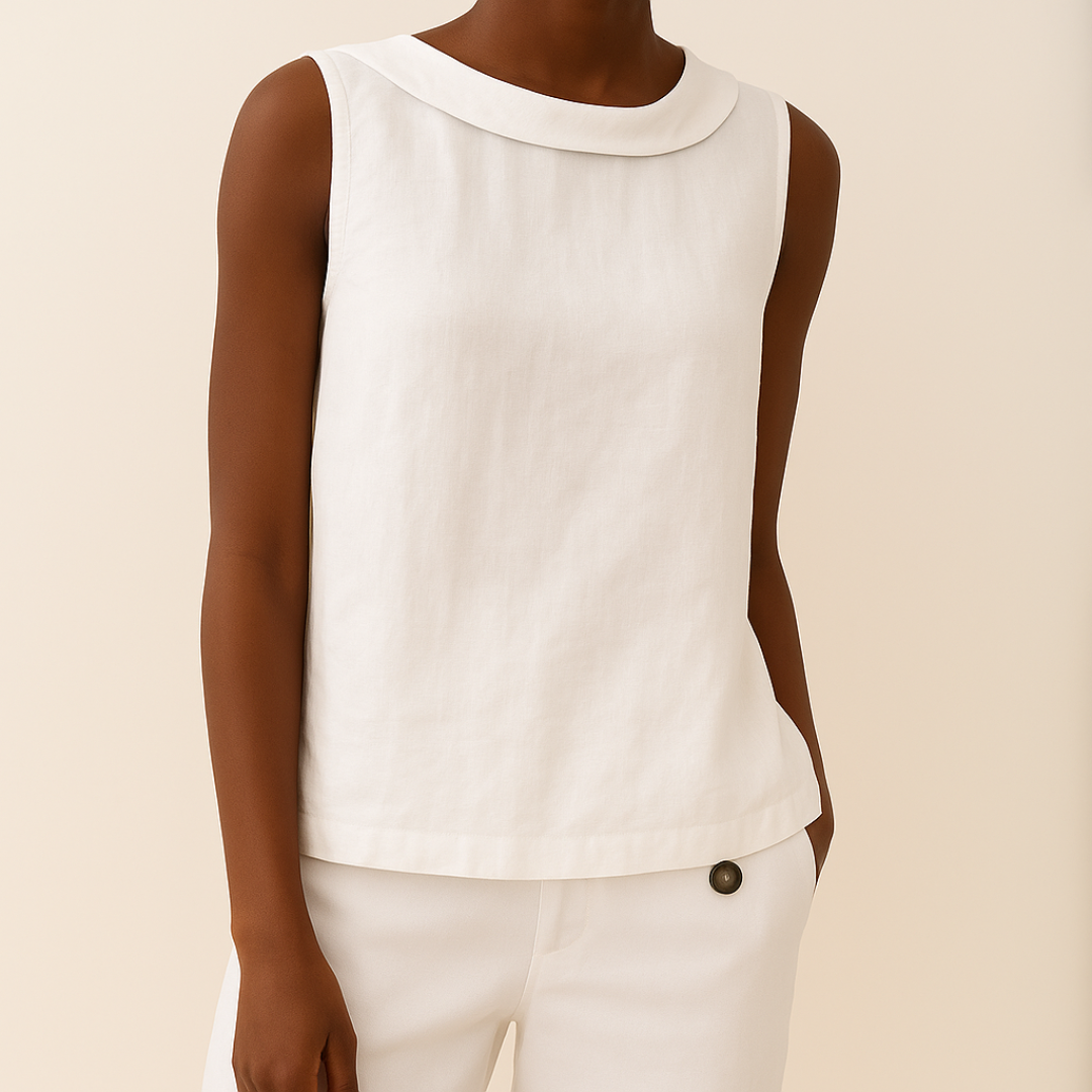 Stella | Sleeveless top with roll collar and clean silhouette