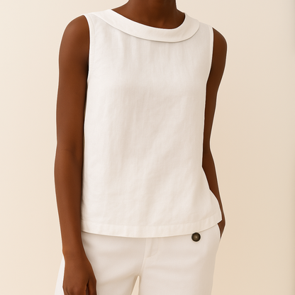 Stella | Sleeveless top with roll collar and clean silhouette