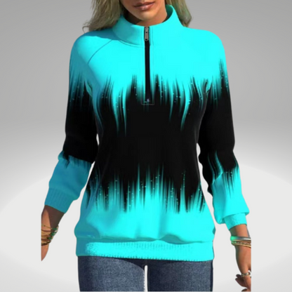 Ellie | Autumn Sweatshirt with Stand Collar and Zip Closure