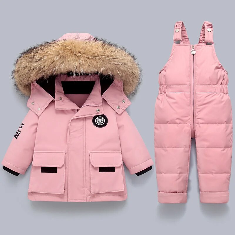 George | Kids' Hooded Winter Jacket and Overalls Set