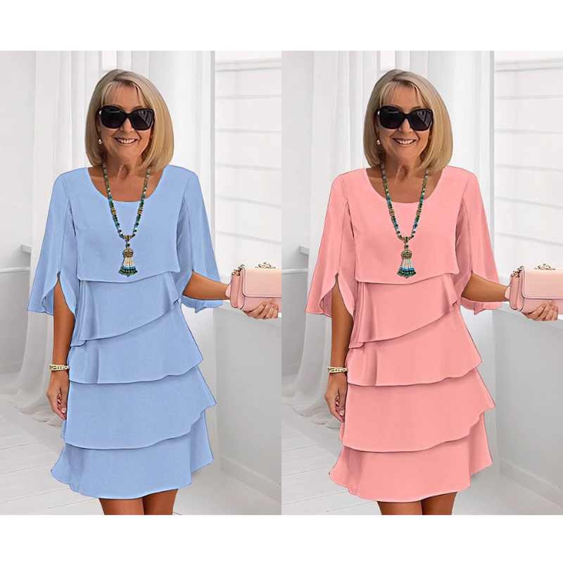 Riley | Women’s chic layered dress with puff sleeves