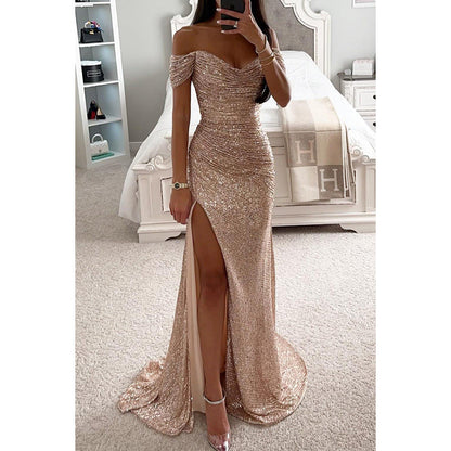 Coralie | Women’s Sequined Off-The-Shoulder Maxi Dress | Glamorous