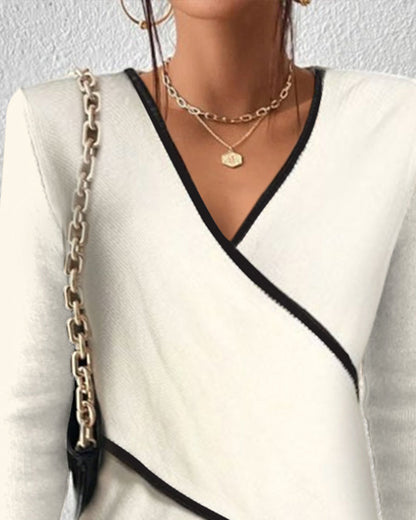 Viana | Women sweater with V-neck and wrap style long sleeves