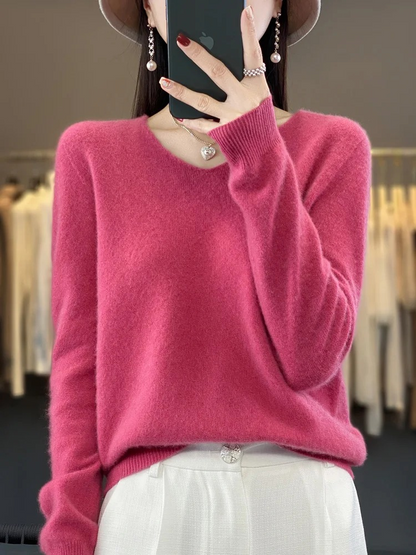 Karen | Women's Elegant Cashmere Pullover with V Neck