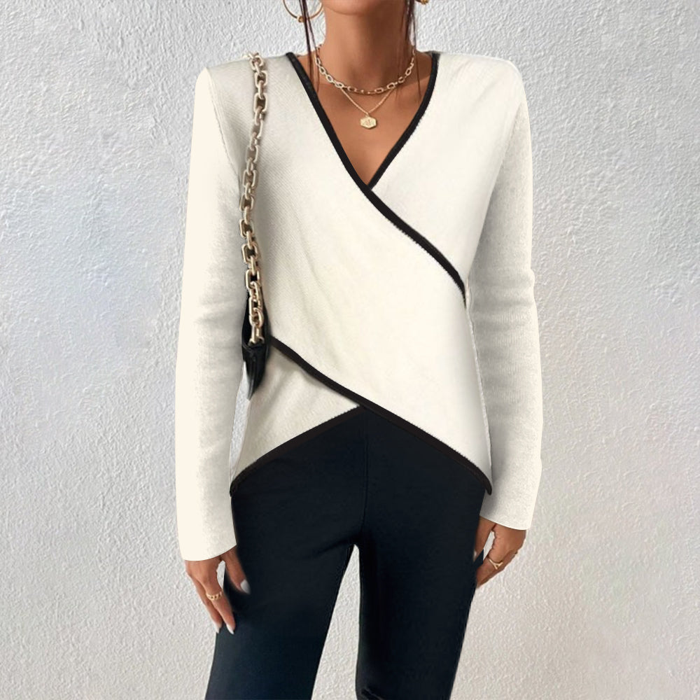 Viana | Women sweater with V-neck and wrap style long sleeves