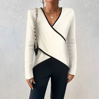 Viana | Women sweater with V-neck and wrap style long sleeves