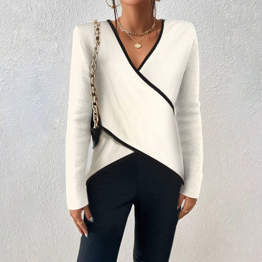 Viana | Women sweater with V-neck and wrap style long sleeves