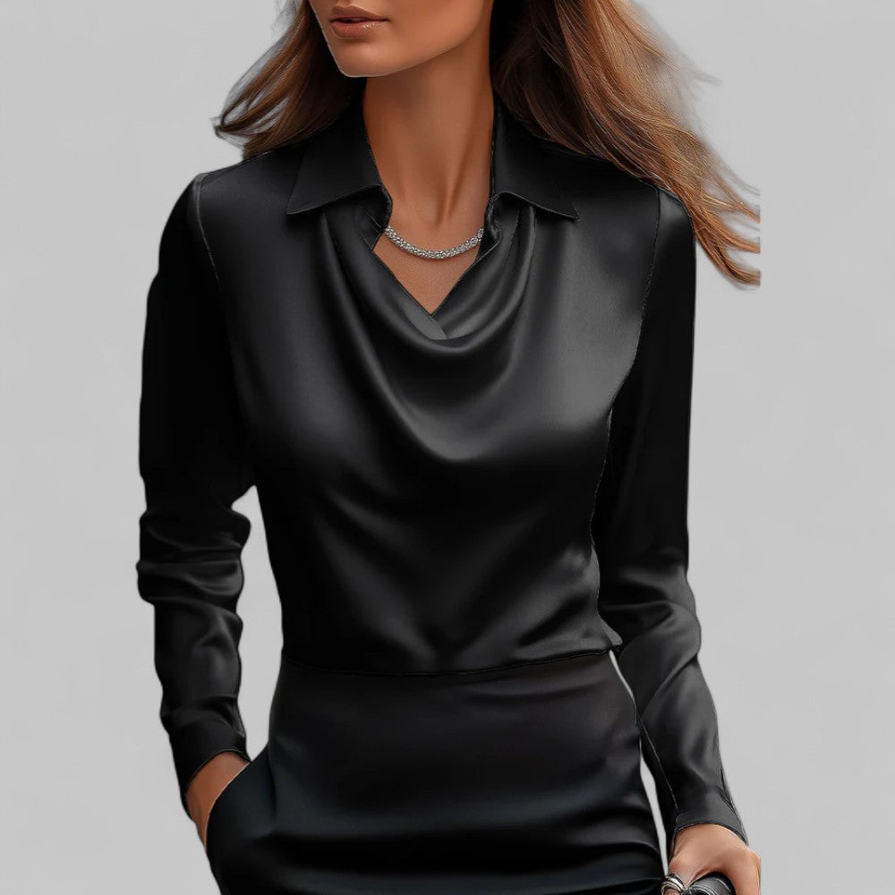 Victoria | Women’s Elegant Satin Blouse With Long Sleeves