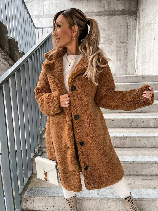 Mary | Plush Trench Coat with Button Closure