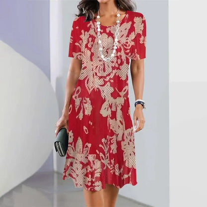 Lydia | Women's A line midi dress with printed hem detail