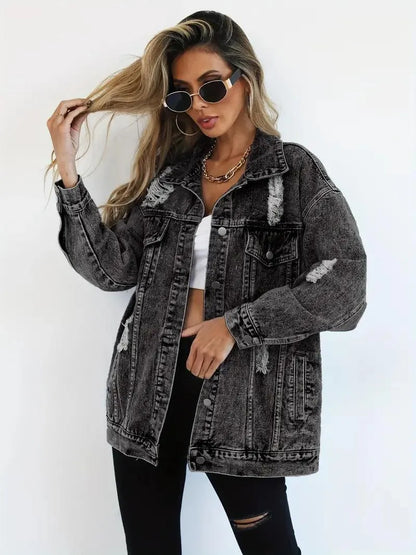 Harper | Women's Oversized Denim Jacket with Waterproof Finish