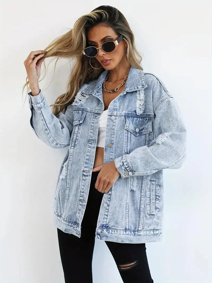 Harper | Women's Oversized Denim Jacket with Waterproof Finish