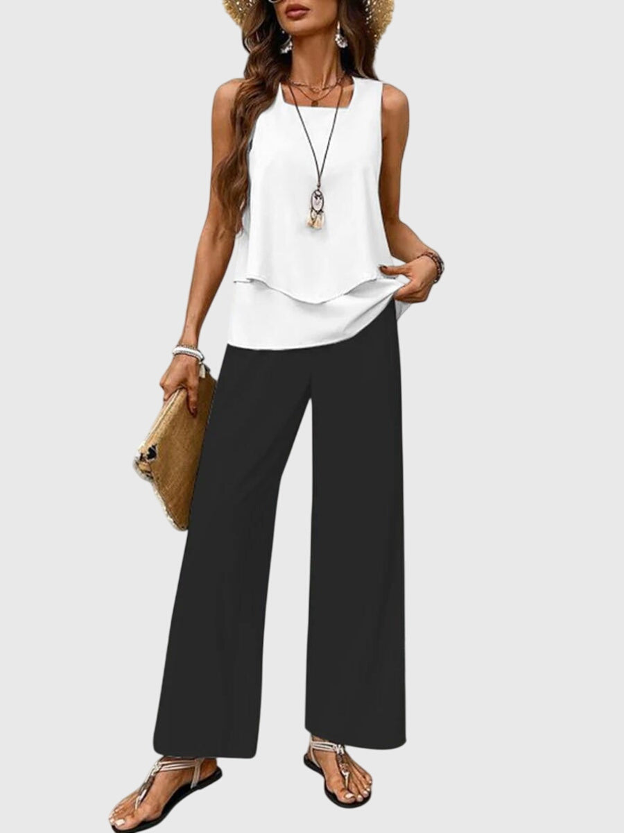 Isadora | Layered Top & Breezy Pants Set