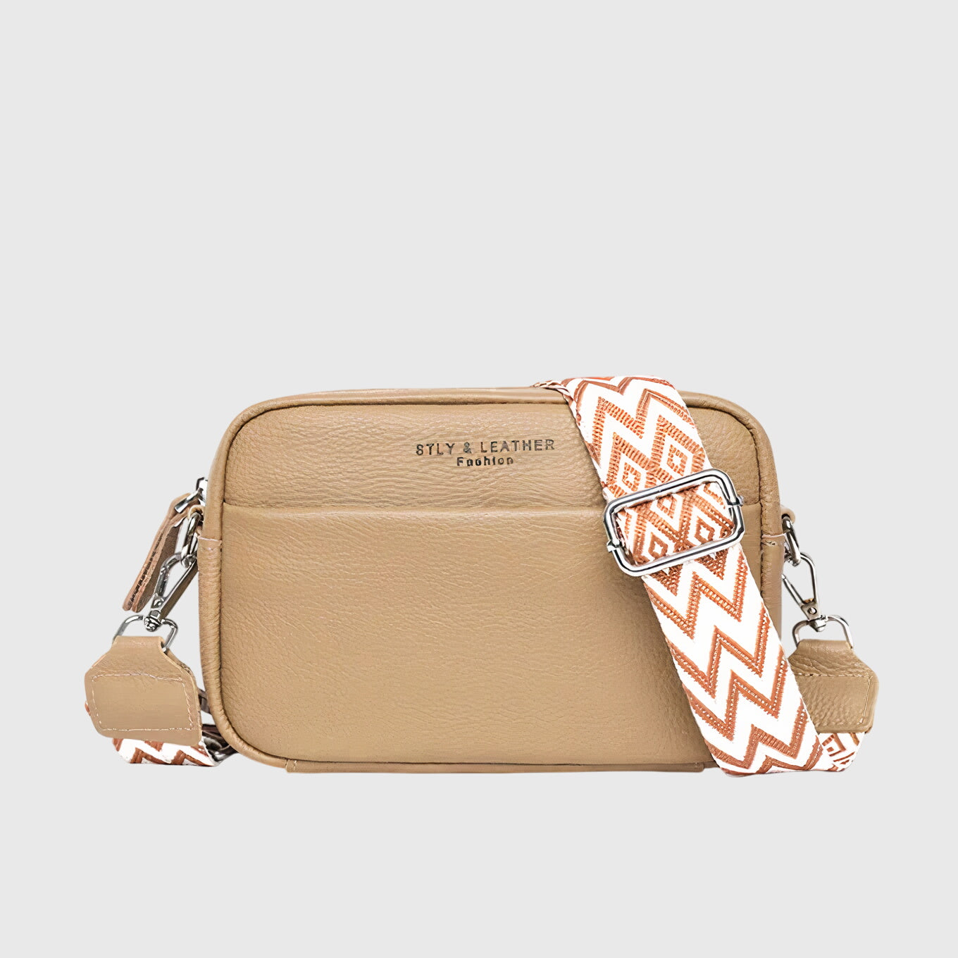 Alyssa | Women crossbody bag with patterned strap and zip closure