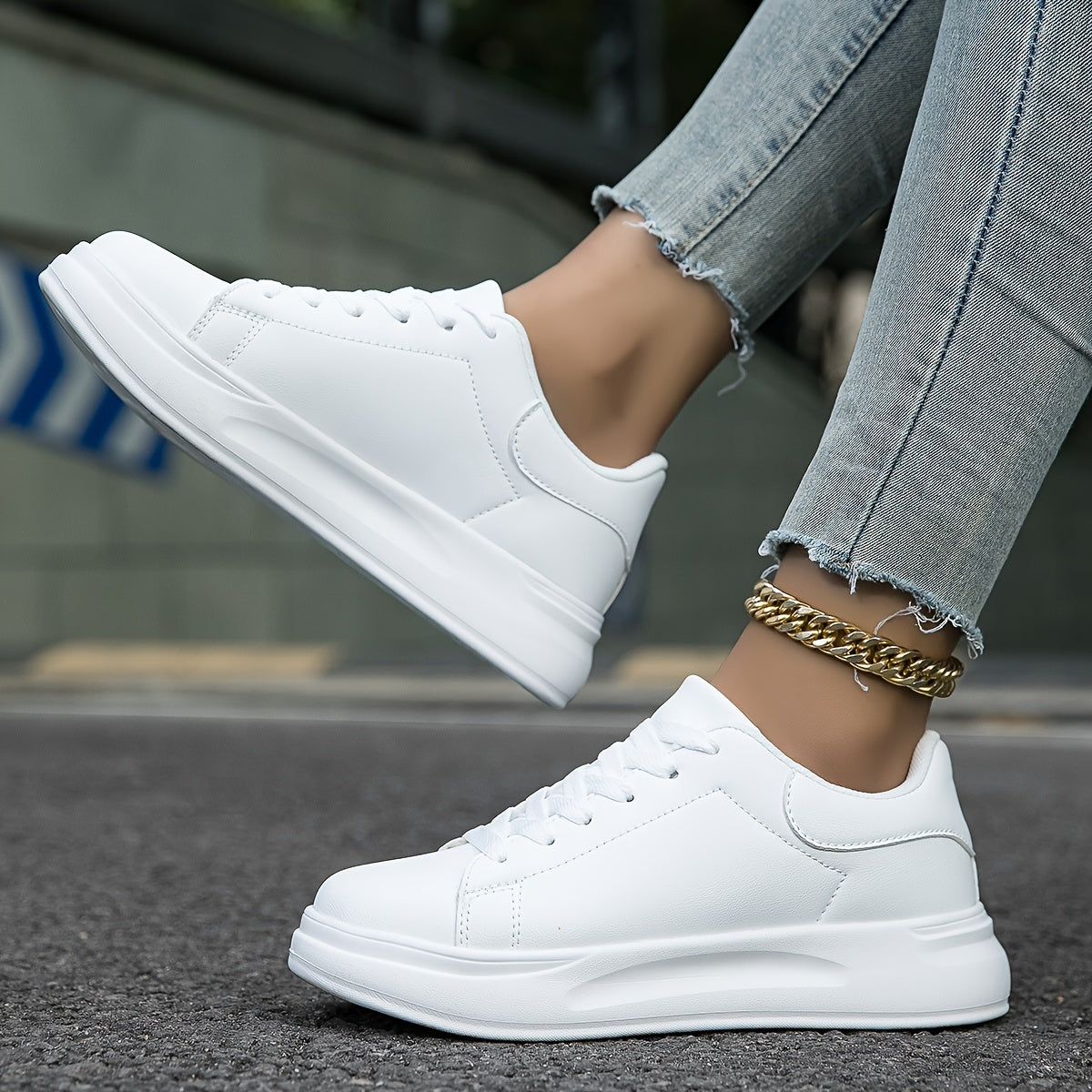 Barbara | Women's Leather Sneakers with Lace-Up Closure