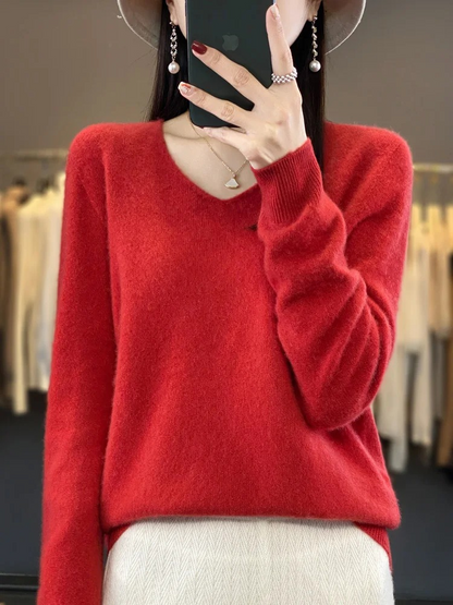 Karen | Women's Elegant Cashmere Pullover with V Neck