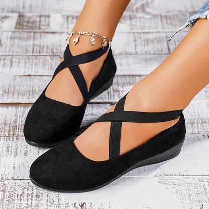 Novalie | Women’s Cross-Strap Ballet Flats | Chic