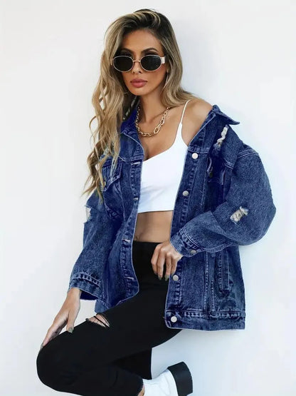 Harper | Women's Oversized Denim Jacket with Waterproof Finish