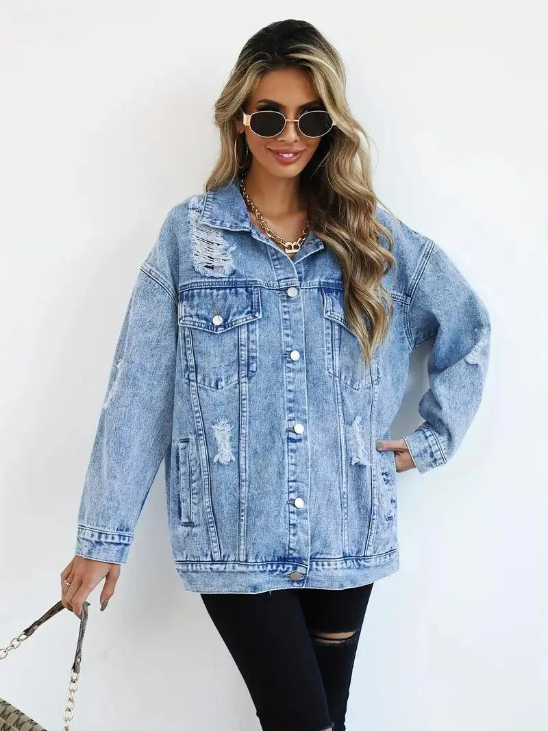 Harper | Women's Oversized Denim Jacket with Waterproof Finish