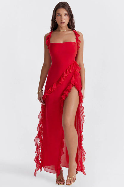 Elora | Women’s Ruffle-Trim Midi Dress | Stylish