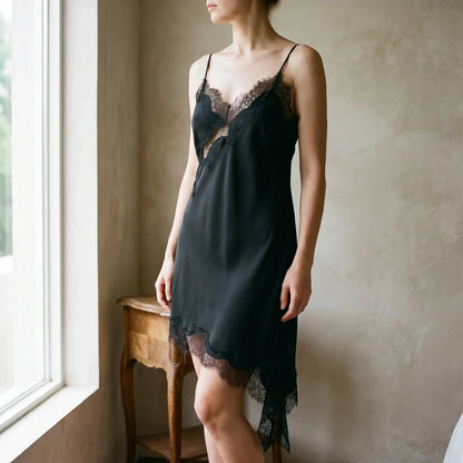 Savannah | Satin Slip Dress with Lace Details