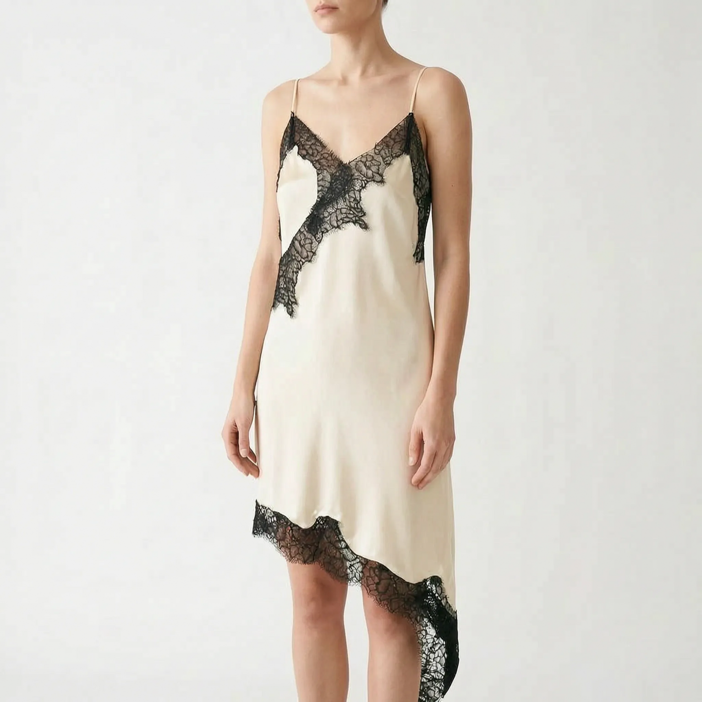 Savannah | Satin Slip Dress with Lace Details