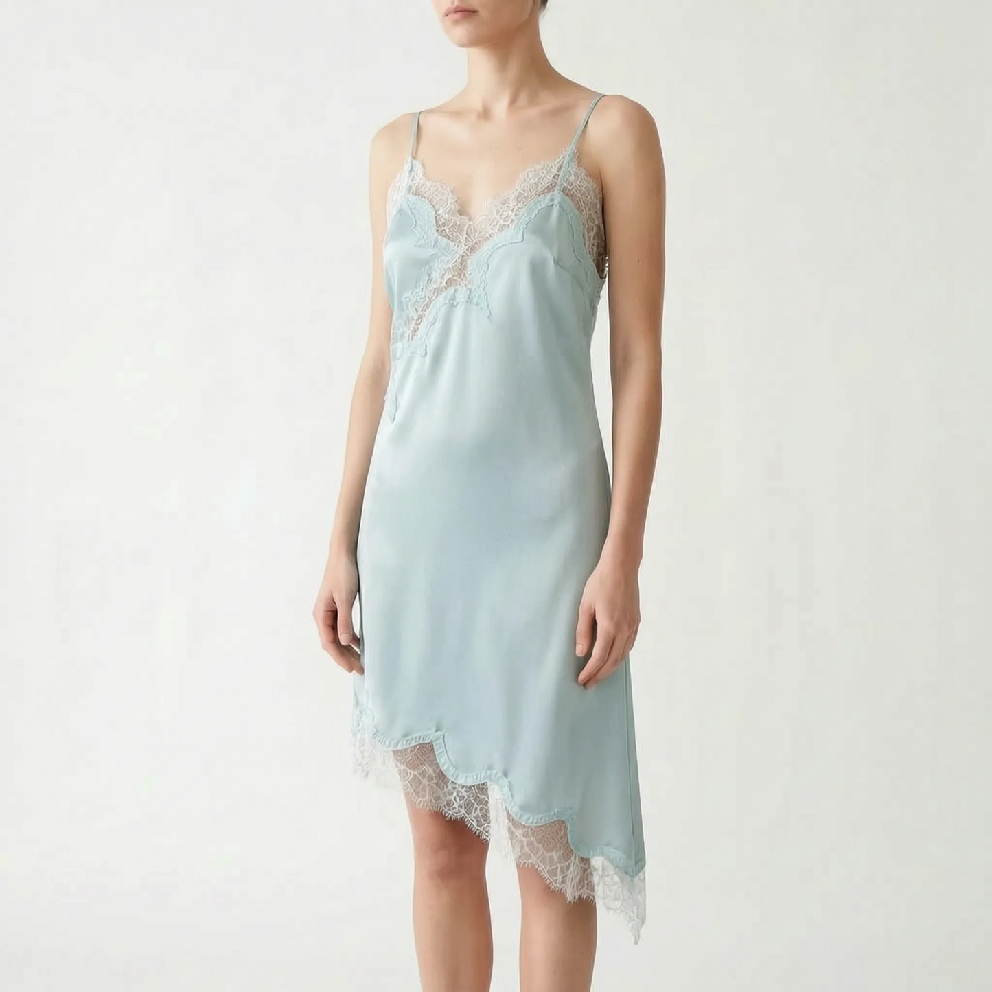 Savannah | Satin Slip Dress with Lace Details