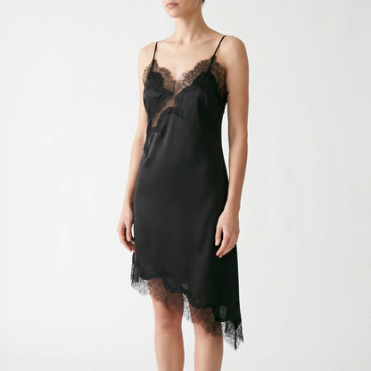 Savannah | Satin Slip Dress with Lace Details