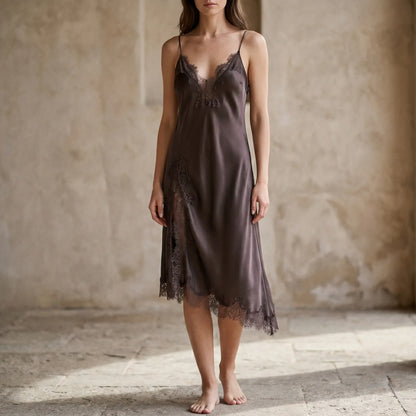 Zoey | Satin Slip Dress with Asymmetrical Hem