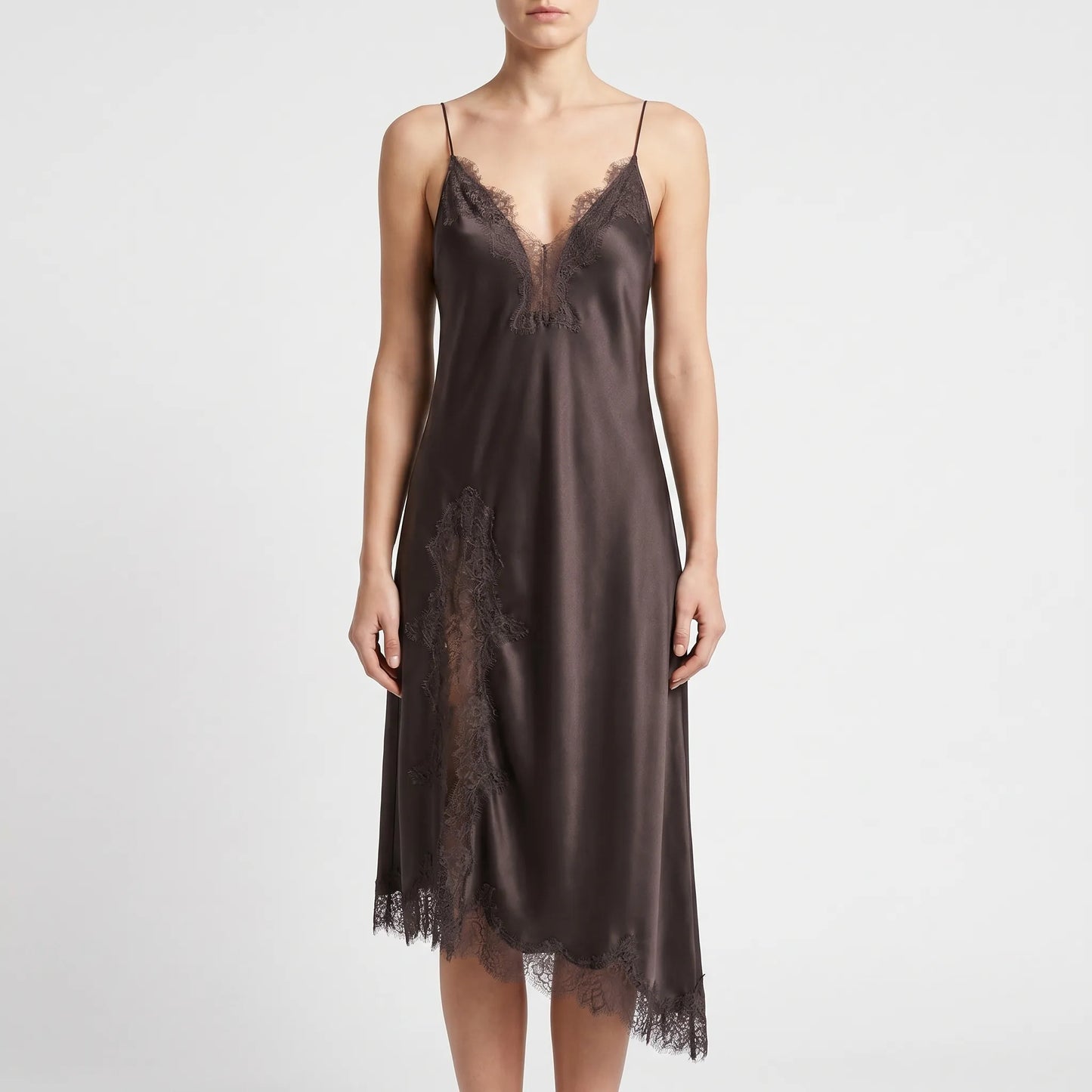 Zoey | Satin Slip Dress with Asymmetrical Hem