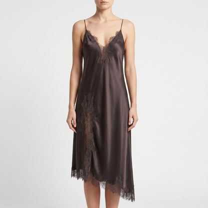 Zoey | Satin Slip Dress with Asymmetrical Hem