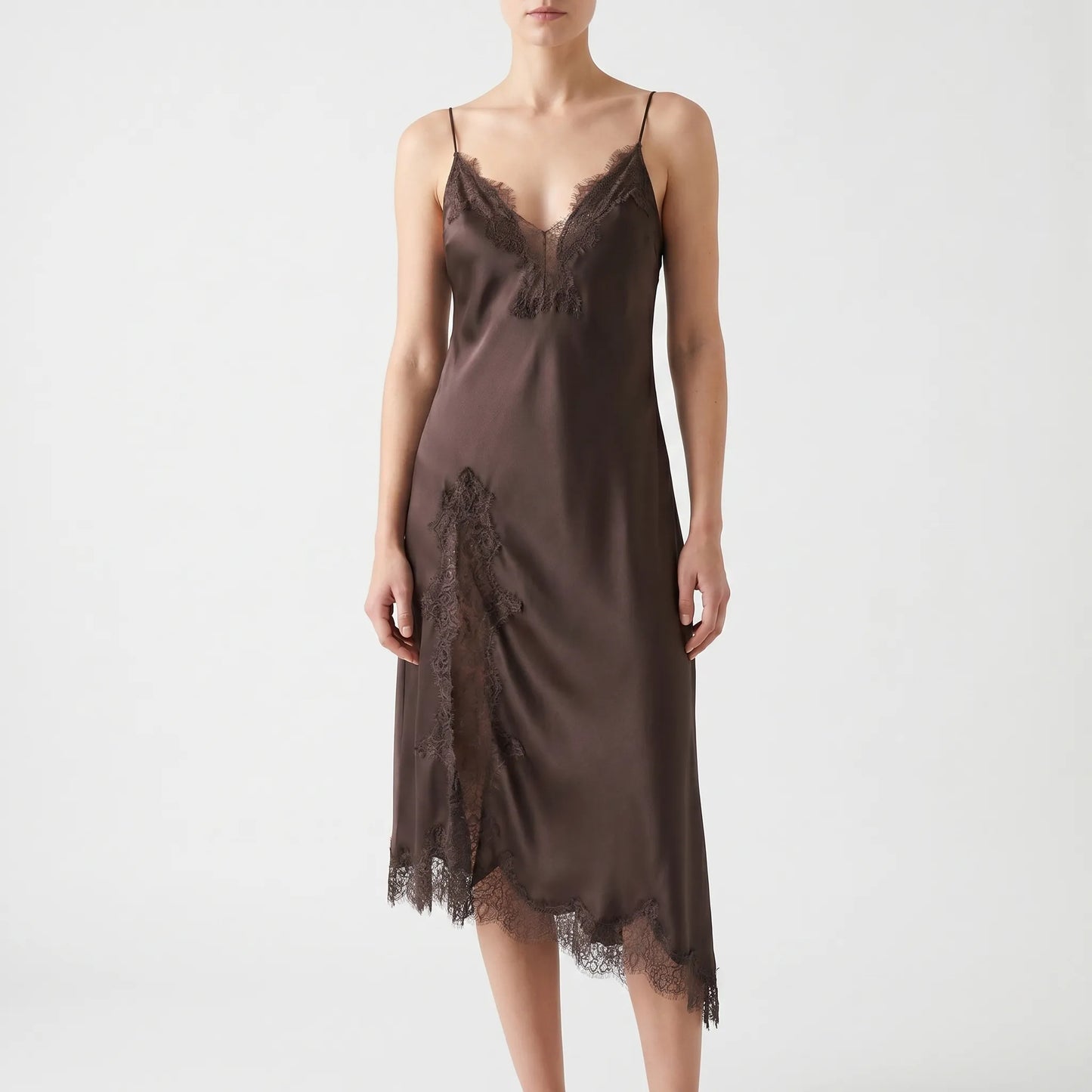 Zoey | Satin Slip Dress with Asymmetrical Hem