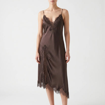 Zoey | Satin Slip Dress with Asymmetrical Hem
