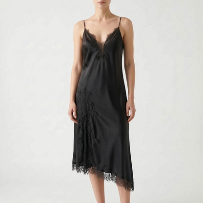 Zoey | Satin Slip Dress with Asymmetrical Hem