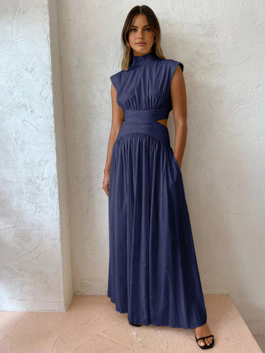Celeste | Refined maxi dress with high neck cut out detail