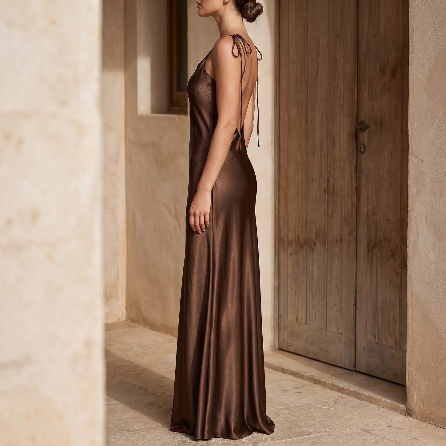Lily | Floor Length Slip Dress with Satin Finish