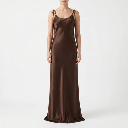 Lily | Floor Length Slip Dress with Satin Finish