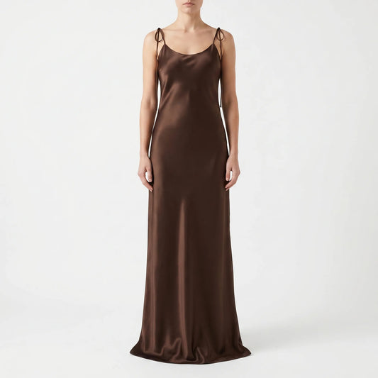 Lily | Floor Length Slip Dress with Satin Finish