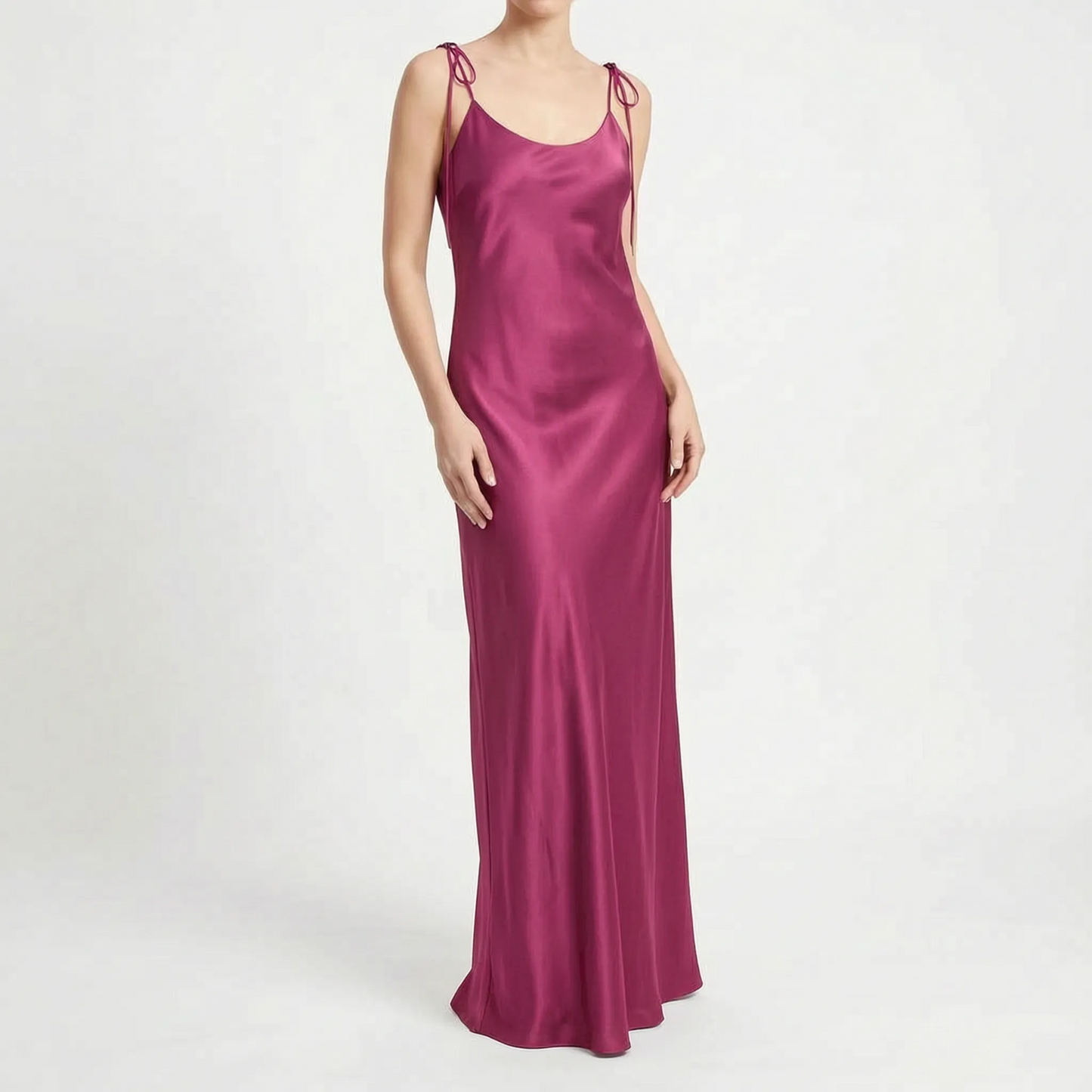 Lily | Floor Length Slip Dress with Satin Finish