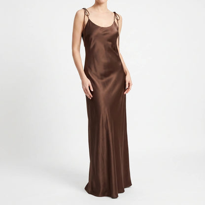 Lily | Floor Length Slip Dress with Satin Finish