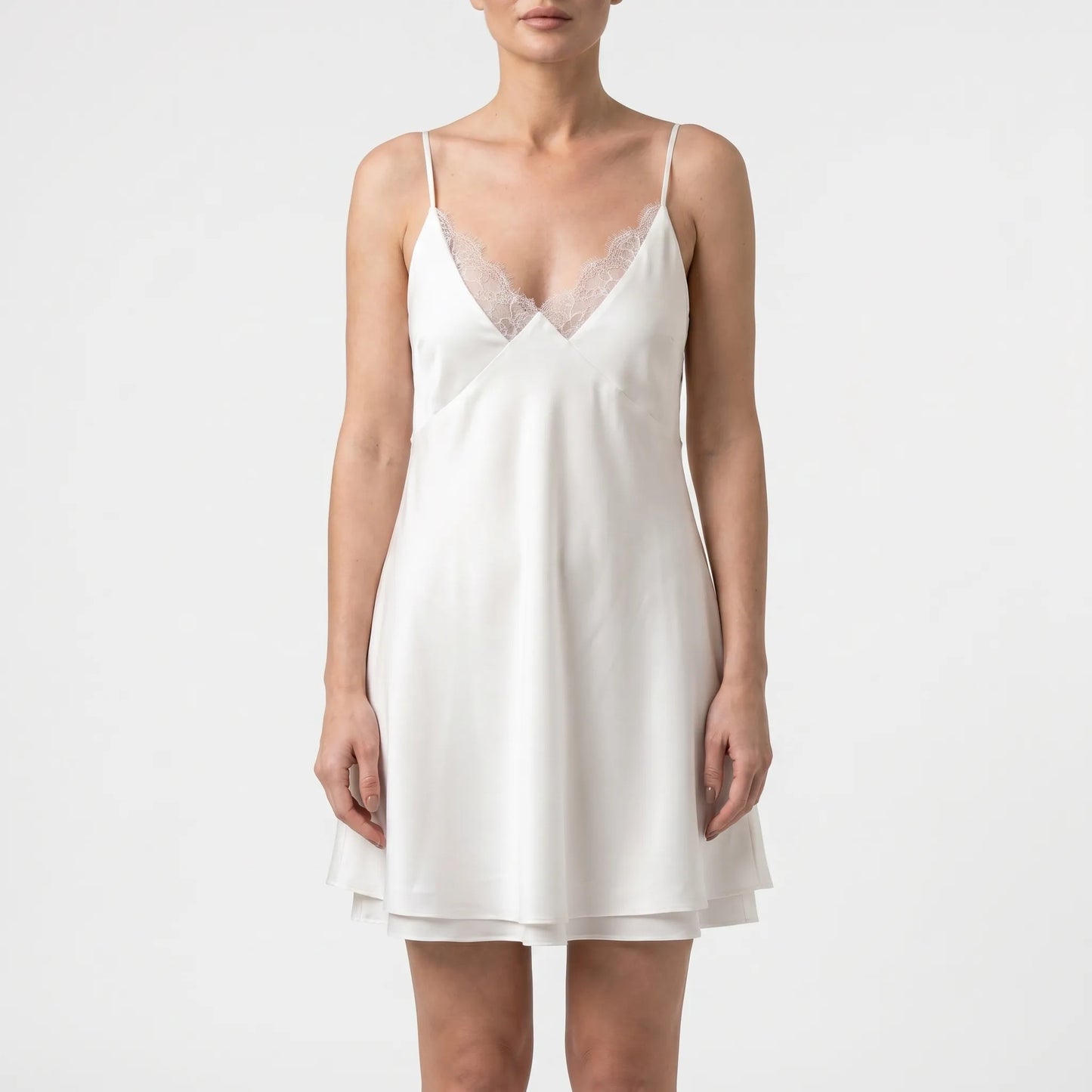 Riley | Satin Mini Dress with Lace Details