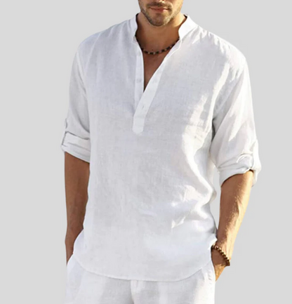 Brantley | Men’s Modern Collarless Long-Sleeve Shirt | Elegant