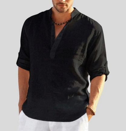 Brantley | Men’s Modern Collarless Long-Sleeve Shirt | Elegant