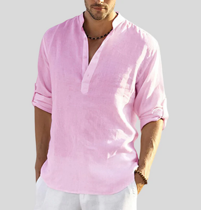 Brantley | Men’s Modern Collarless Long-Sleeve Shirt | Elegant