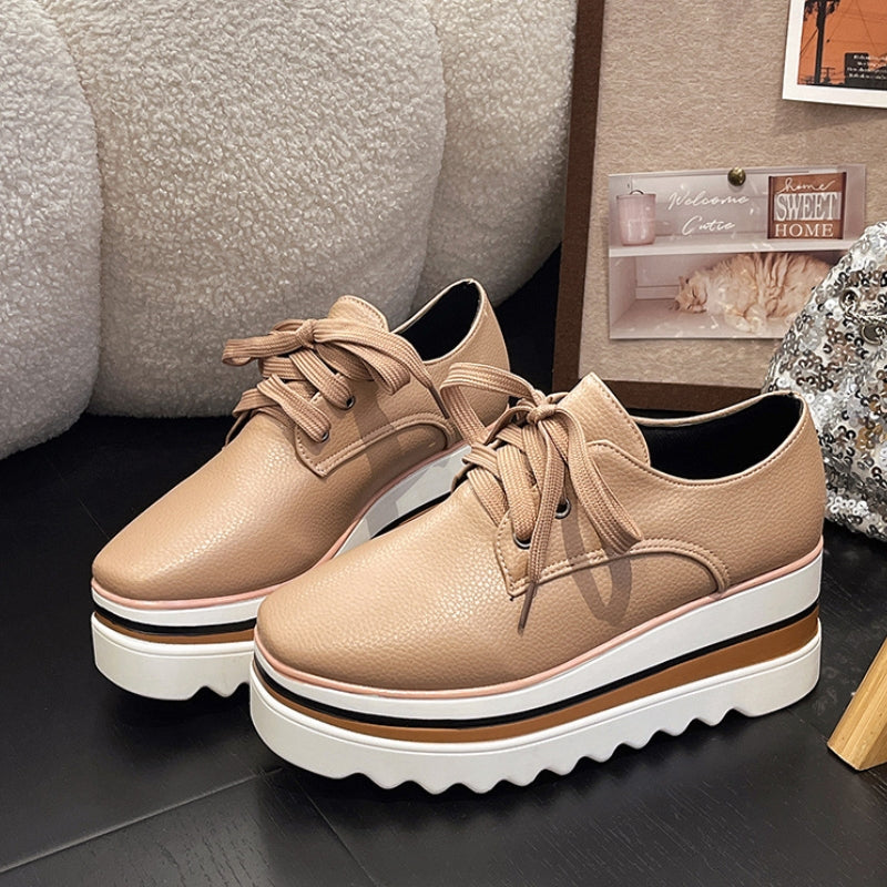 Velmora | Women Lace Up Platform Shoes with Thick Sole Design