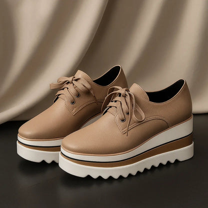 Velmora | Women Lace Up Platform Shoes with Thick Sole Design