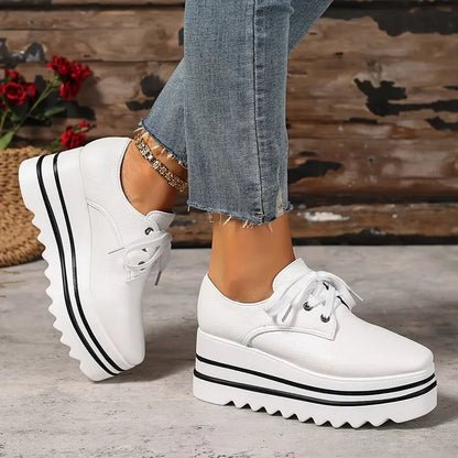 Velmora | Women Lace Up Platform Shoes with Thick Sole Design
