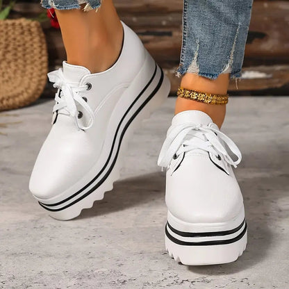 Velmora | Women Lace Up Platform Shoes with Thick Sole Design