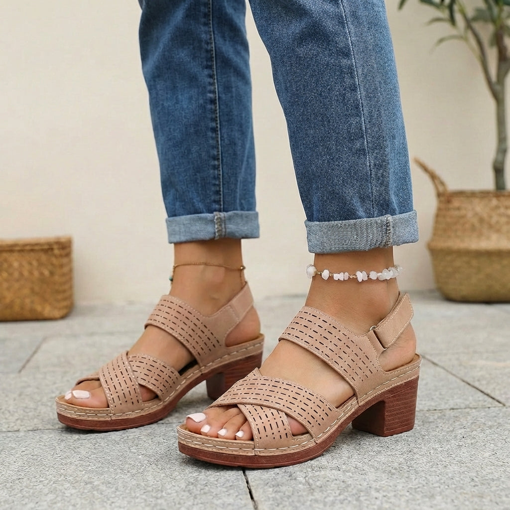 Ivory | Women’s comfort platform heel orthopedic sandals