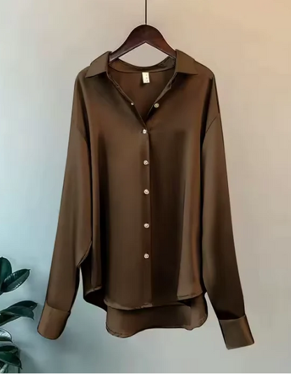 Rhea | Women elegant blouse with button down and relaxed fit